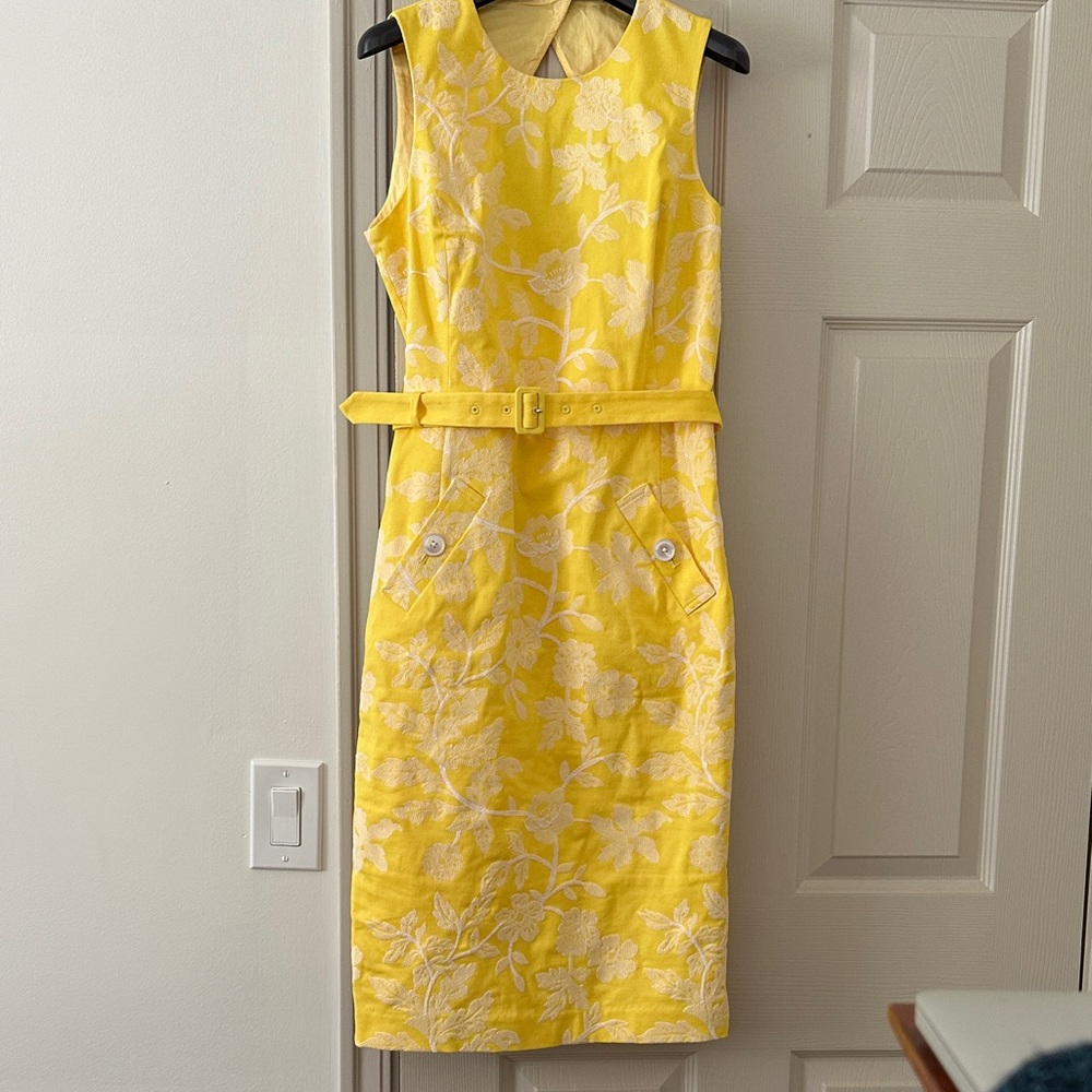 Brooks Brothers Yellow Floral Midi Dress